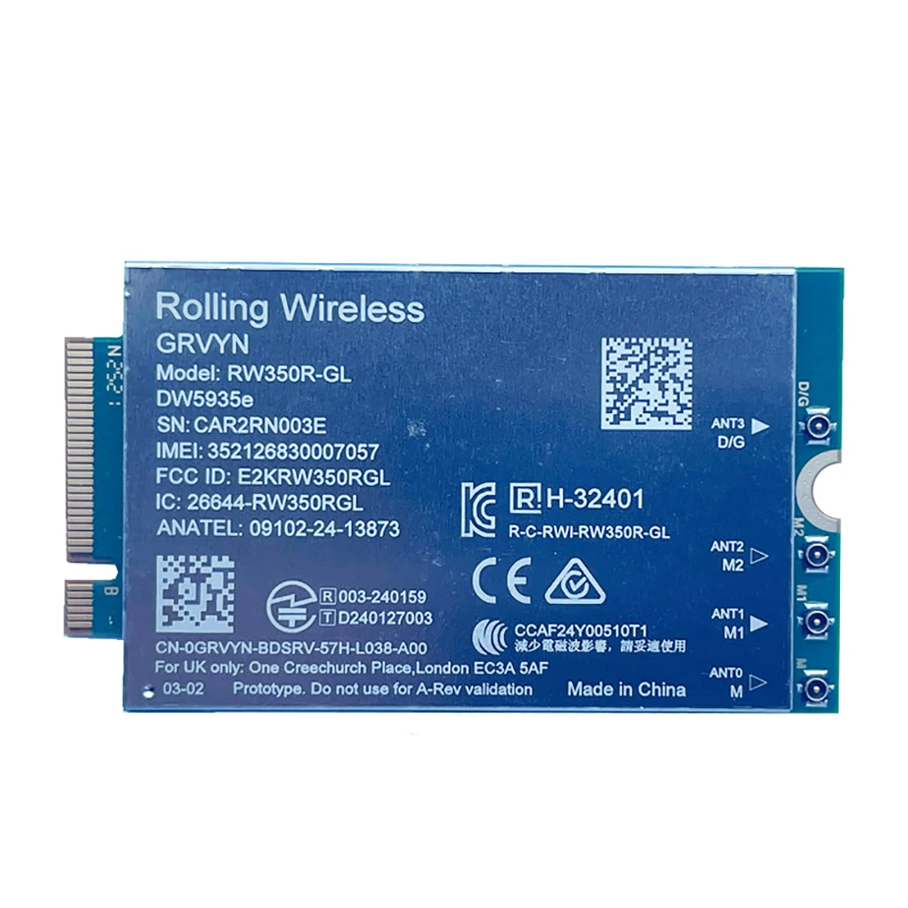 RW350R-GL DW5935e M.2 Sub-6GHz LTE Cat19 Module USB 3.0 Adapter WWAN Card 4.67Gbps 5G Modem