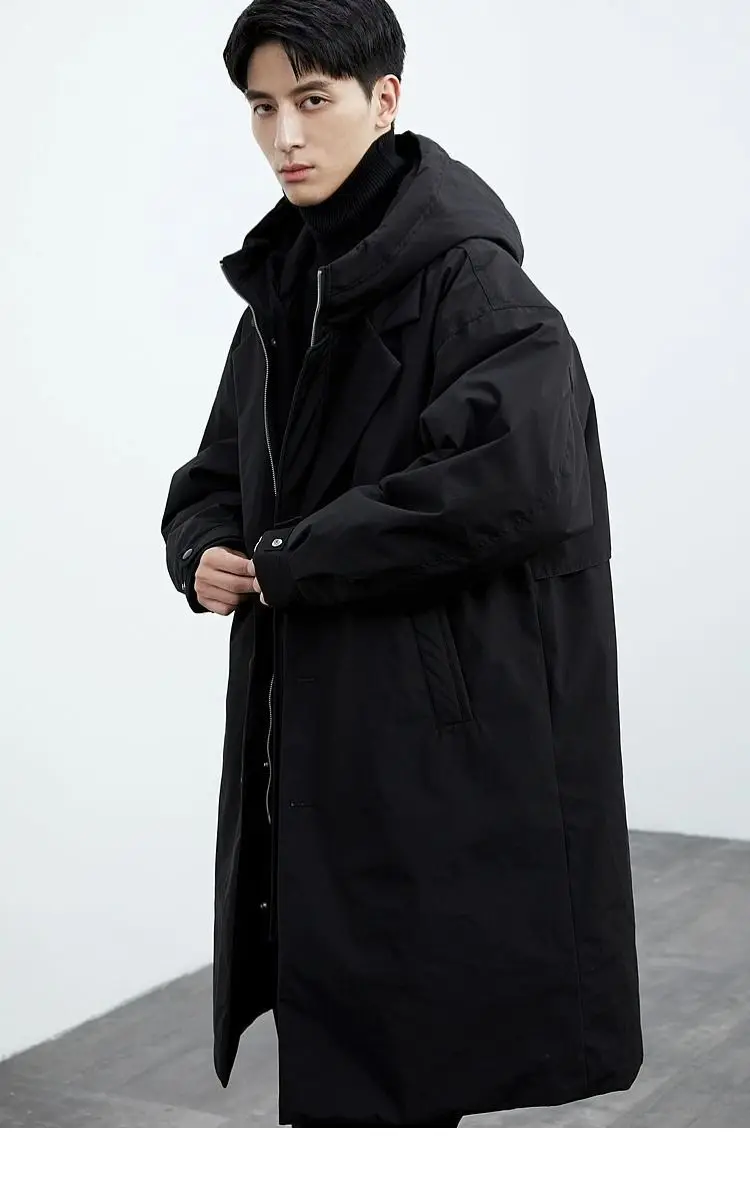 

Элегантное мужское пальто-тренч с многослойной защитной пленкой для поверхности, импортное, с покрытием из защитной пленки, имитирующей корунд/кристалл, для защиты от холода до колен