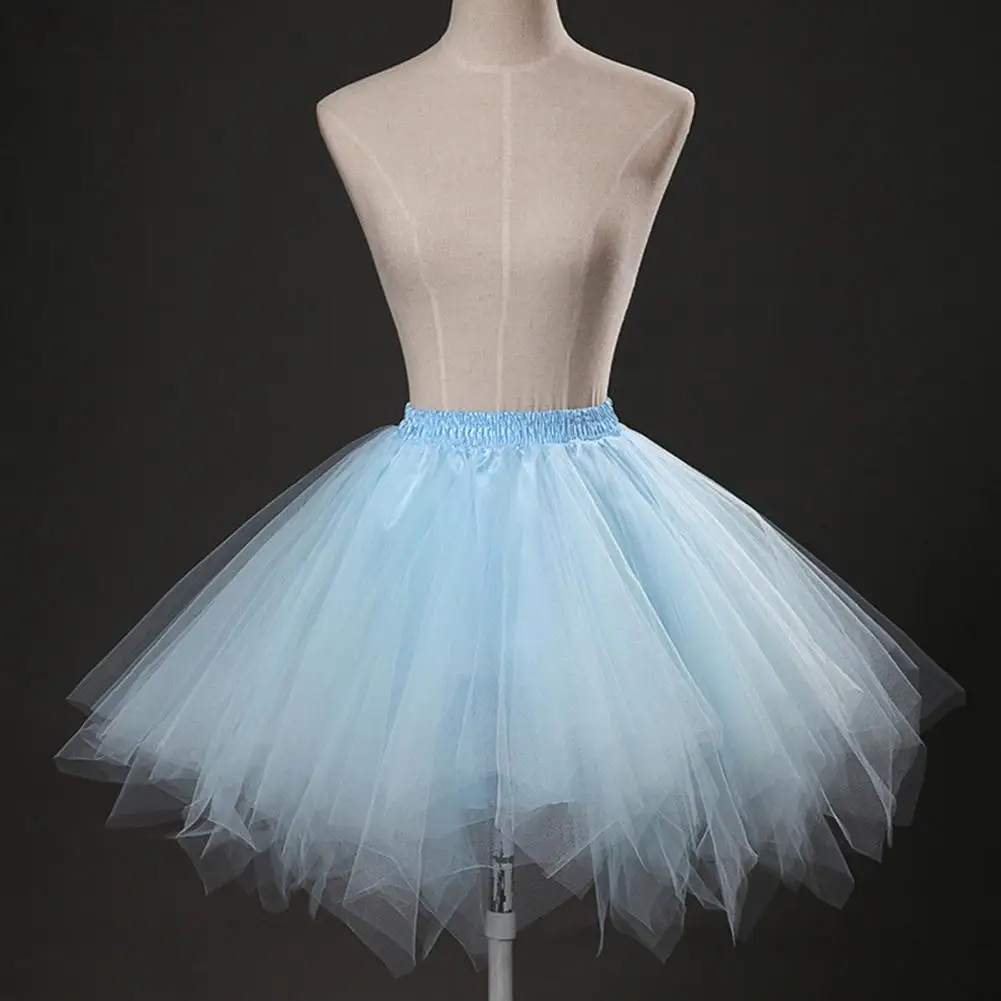 

Shaping Dress Petticoat Fluffy Gauze Multi-layered A-line Skirt with Scattered Hem High Elastic Waist for Women's Dancing