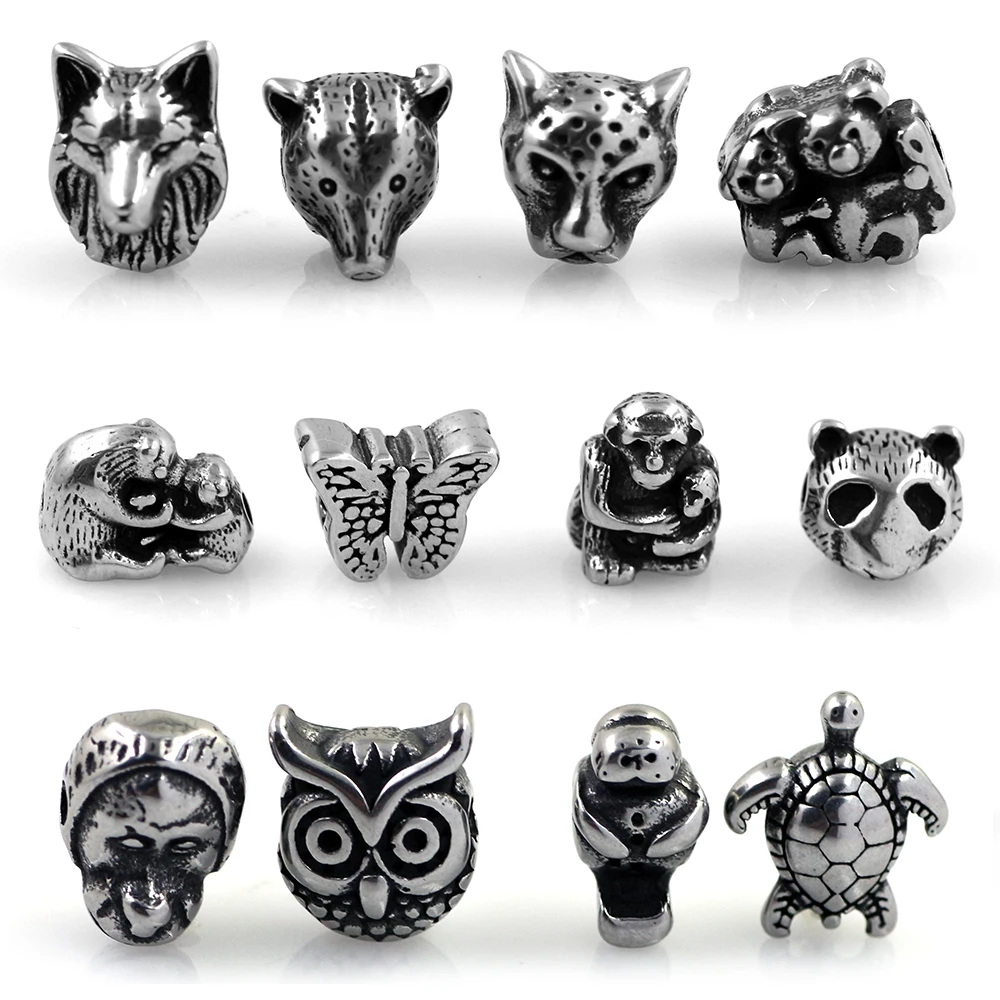 4pcs Stainless Steel 2mm Hole Animal Accessories Beads DIY Metal Charms Jewelry Making Supplies Parts Wholesale