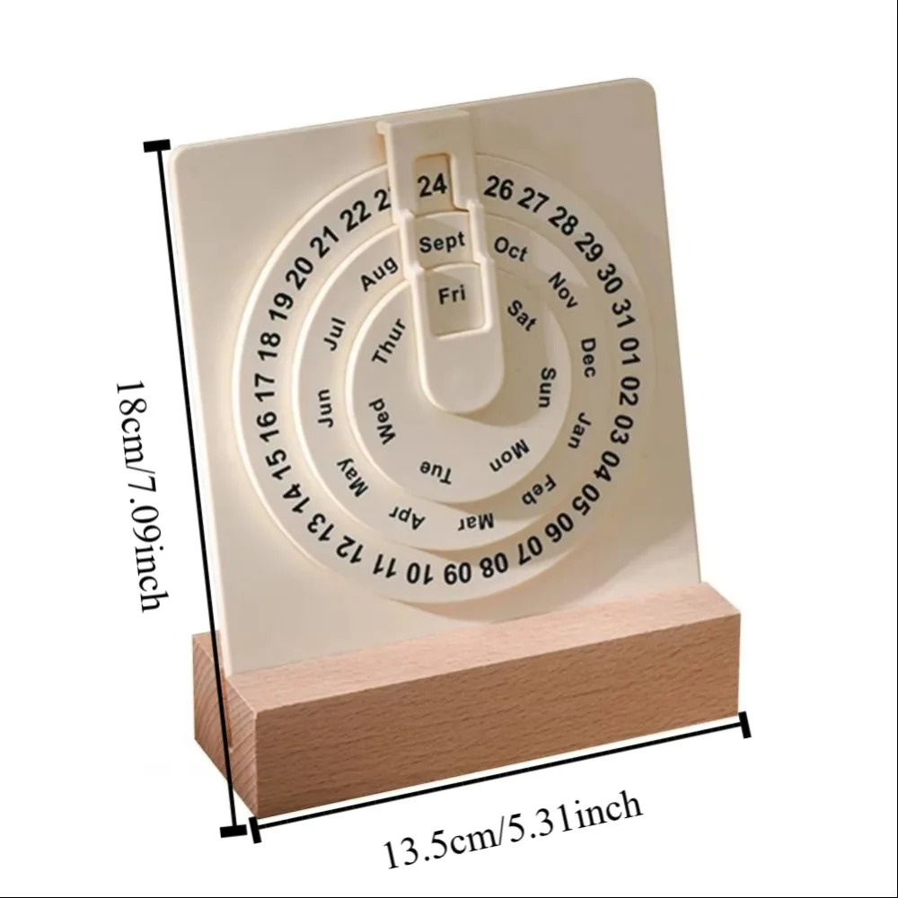 Creative Handmade Perpetual Calendar Personality Wooden Base Rotating Calendar Month Display DIY Desk Calendar Office