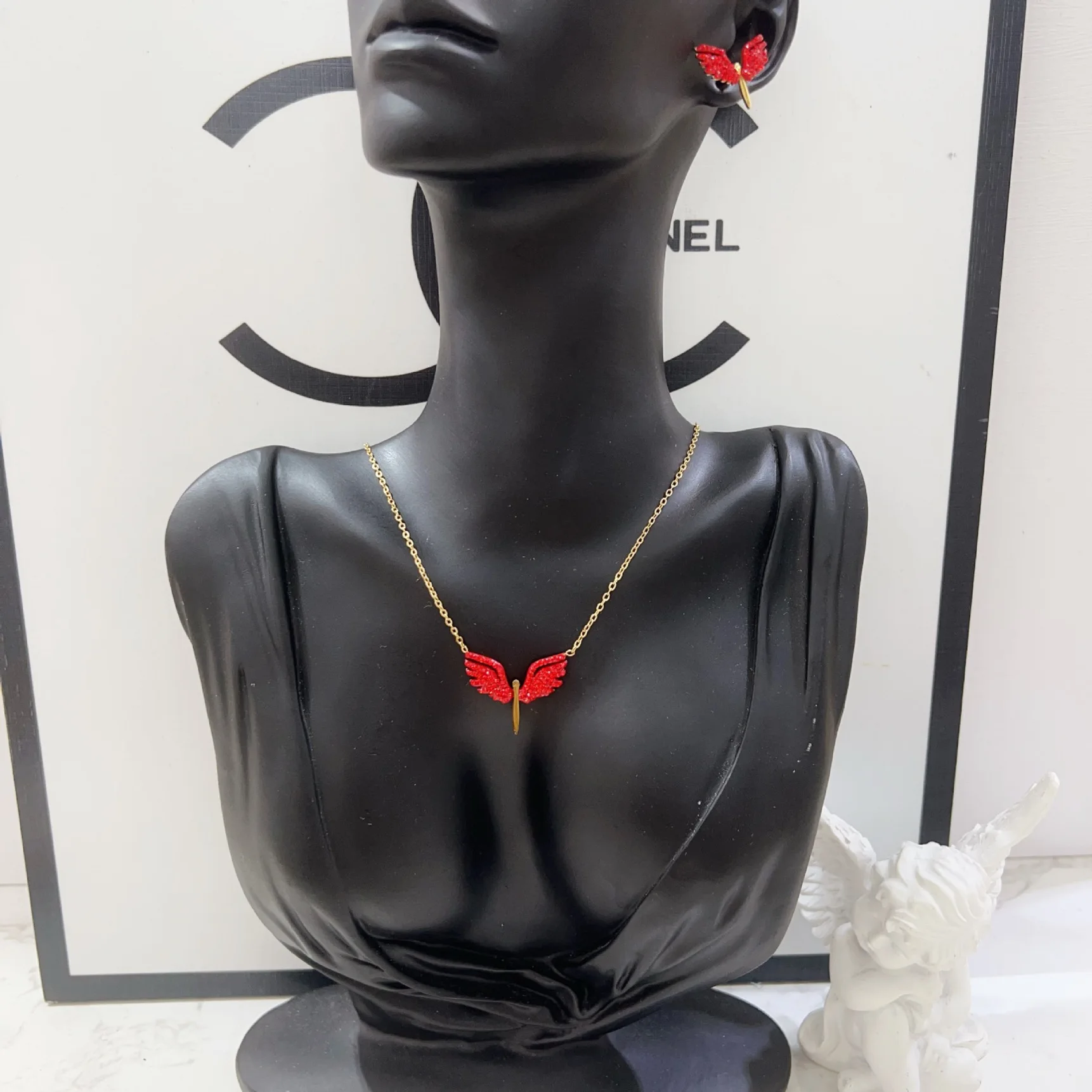 PAPERPLUS | Women Angel Wings Necklace Stainless Steel.Shinny Elegant Pendant. Turkish Charm Jewelry.1Pcs.Popular.New