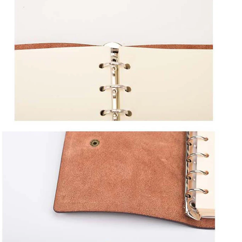 retro pocket notebook with rope buckle, A7 Binder soft leather simple portable small notepad，with 80 inner pages