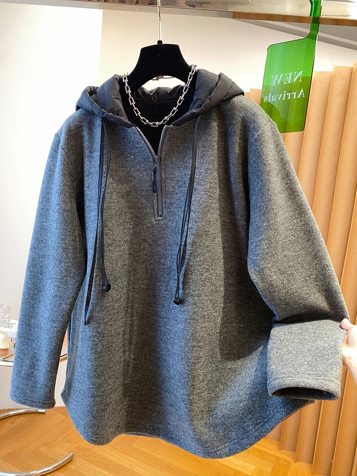 

Retro Design Loose Fit Hoodie Women's Faionable Lazy Sle Spring Autumn Zipper Casual Long Sve T-irt Overhead Top