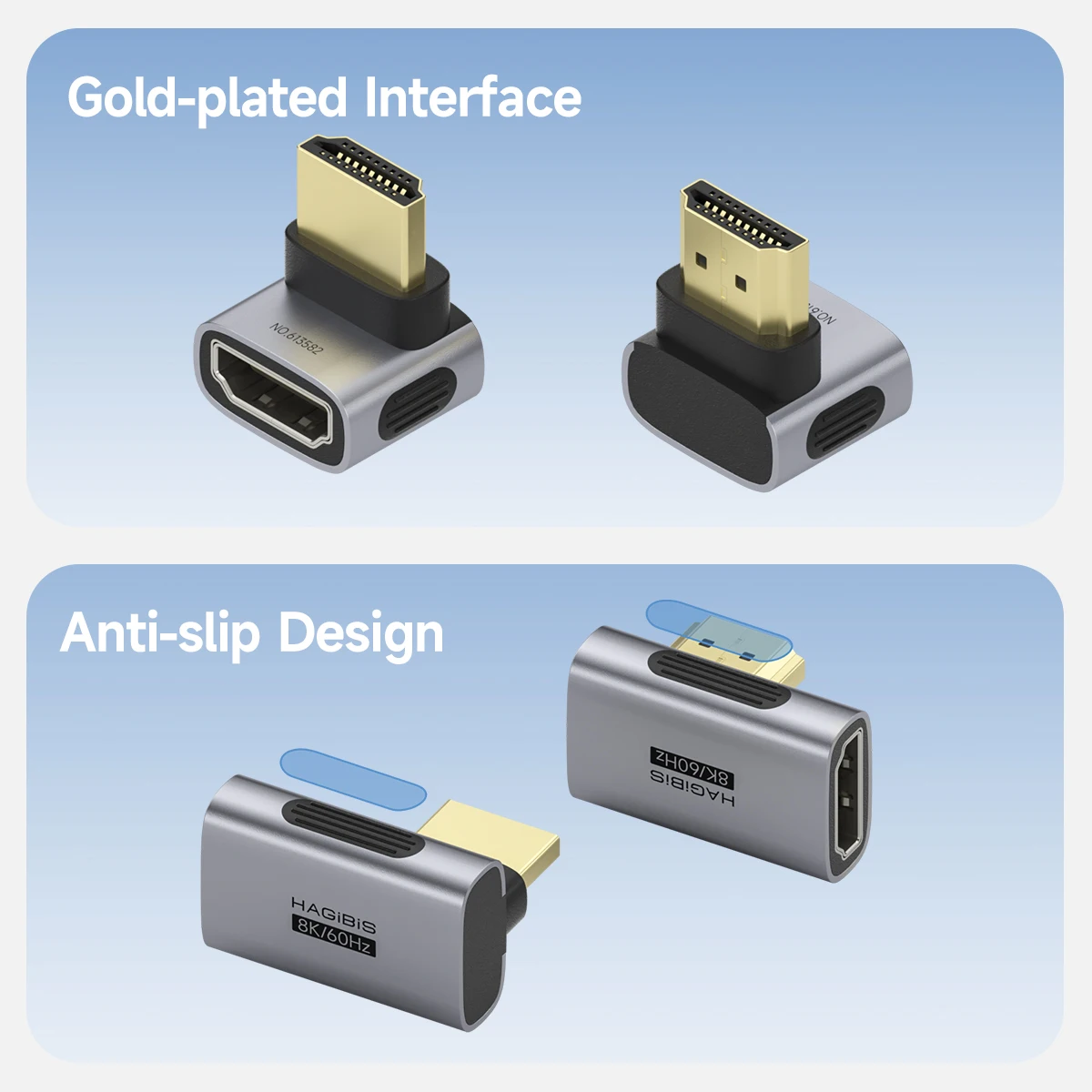 Adapter HDMI na HDMI Hagibis, kątowy 90 stopni, męski na żeński, złącze HDMI 2.1, przedłużacz kabla, konwerter, w kształcie litery L — zdjęcie produktu 5
