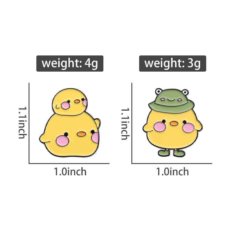 Cute Yellow Chick Enamel Pins Custom Duckling Wearing Hat Brooches Lapel Badges Cartoon Animal Jewelry Gift for Friends