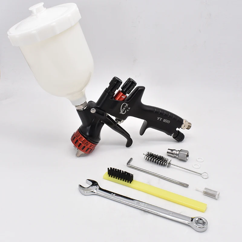 Pistola pulverizadora con boquilla de 1,3 MM de alta calidad, aerógrafo de tanque de 600CC con manómetro, pistola pulverizadora para pintura de coches