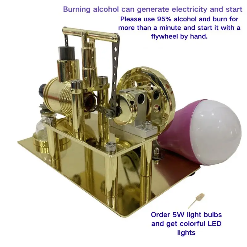 Stirling engine generator steam engine physics experiment popular science toy model light bulb color random delivery
