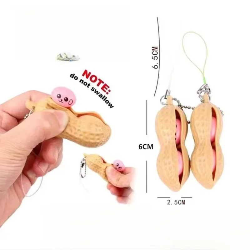 Keychain Edamame Peanut Pea Popper Bean Sensory Toy Edamame Keychain Stress Relief Toys Keychain Improve Focus Officer Pendant