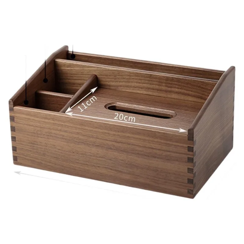 

Whole wood, light luxury retro wood pumping carton, household black walnut tissue remote control storage box