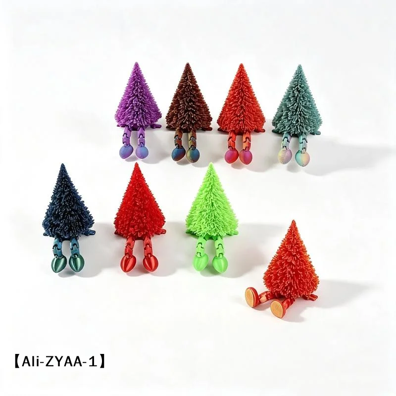 【A】3D Printed Christmas Tree Figurine Eco Friendly Movable Joints Multiple Colors Perfect For Xmas Home Decor Holiday Gifts
