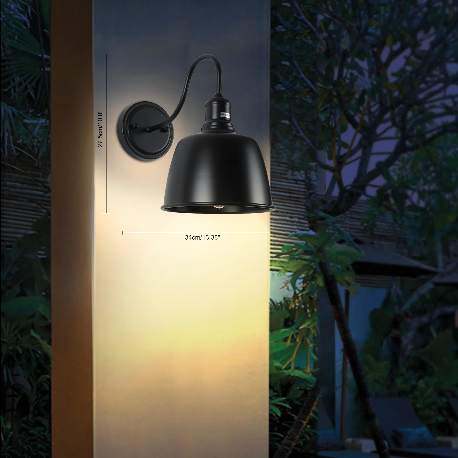 

Wall light set of 2, black shade with metallic luster, durable iron, UL-certified, ideal for bedroom, living room, or office dec