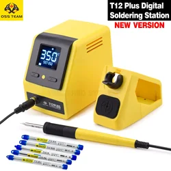 OSS-Estación de soldadura Digital T12 Plus, 75W, puntas de soldador, calefacción, inactividad automática, herramientas de reparación de soldadura inteligentes