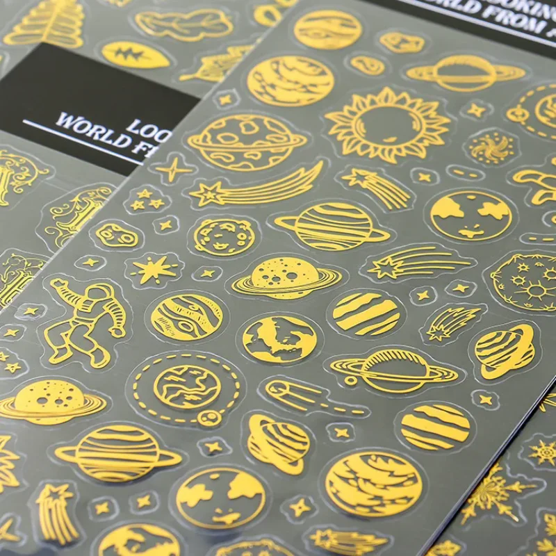 

New literary and artistic cute bronzing sticker cosmic constellation cat creative DIY hand account material diary decoration