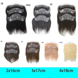 Men Forehead Hairline Toupee 100% Human Hair Skin PU Man and Women Hairpieces Frontal Hair Topper for Receding Natural Systems