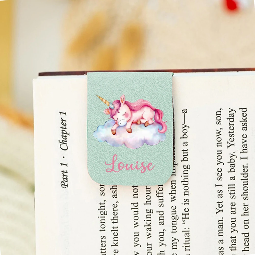 1 szt. Zakładka do książki z kolorowym jednorożcem, personalizowana skórzana zakładka do książki z kolorowym jednorożcem, personalizowana zakładka magnetyczna