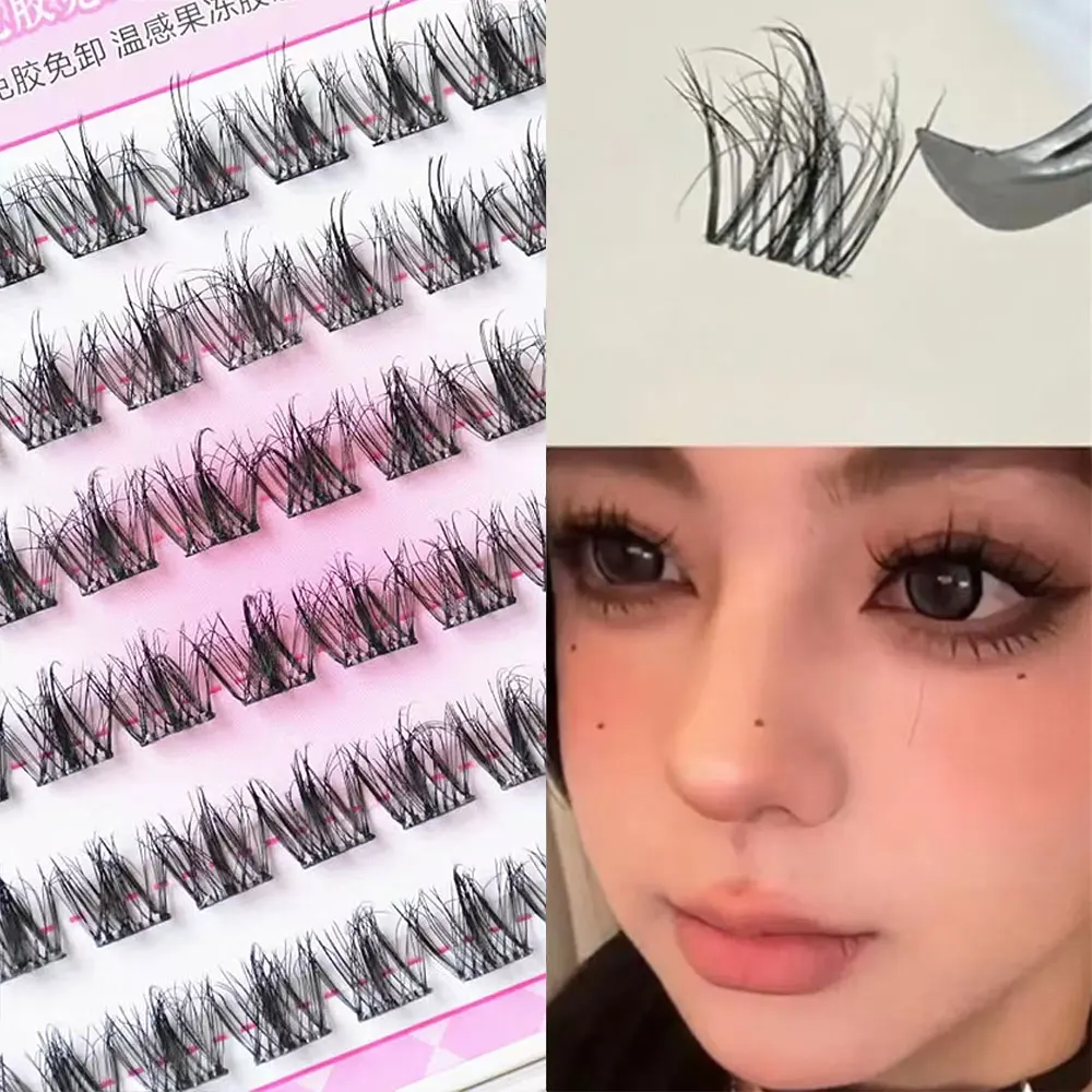

Press on Self Adhesive Cluster Lashes No Need Glue Reusable Segmented Eyelashes Handmade Black