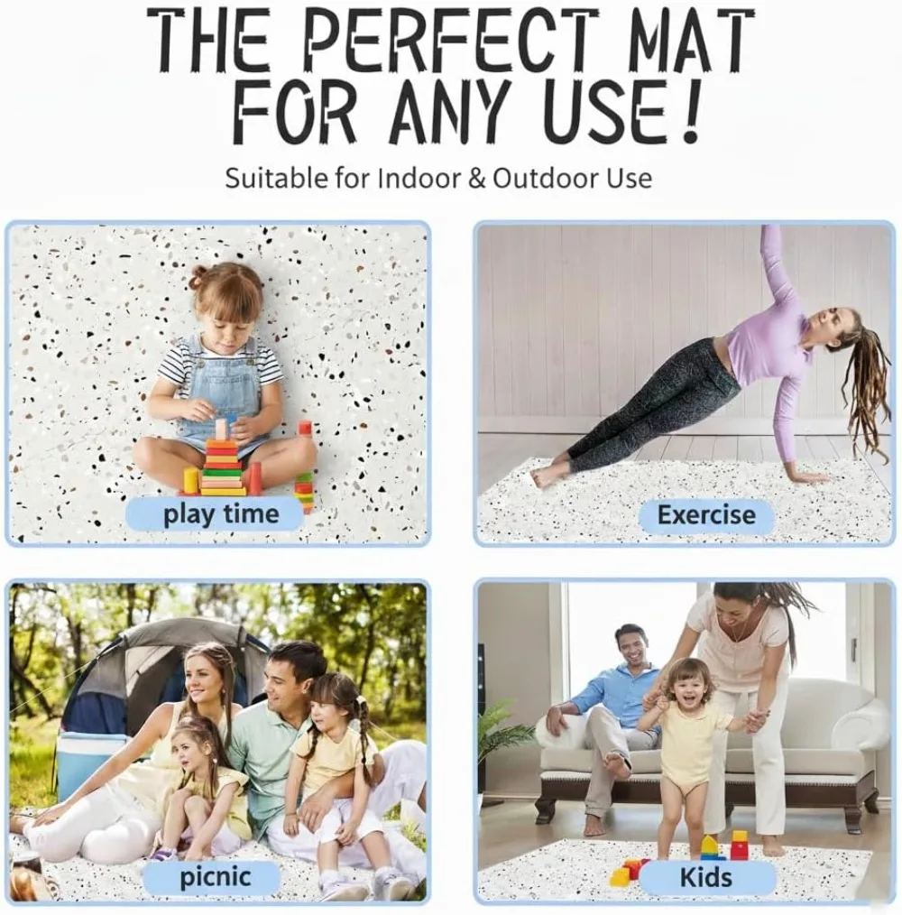 Extra Large Puzzle Mat, Thick Interlocking Foam Floor Tiles, 6 ft x 4 ft, Expandable, Exercise & Kids Mat, Protective Floor Surface, Terrazzo Design view 4