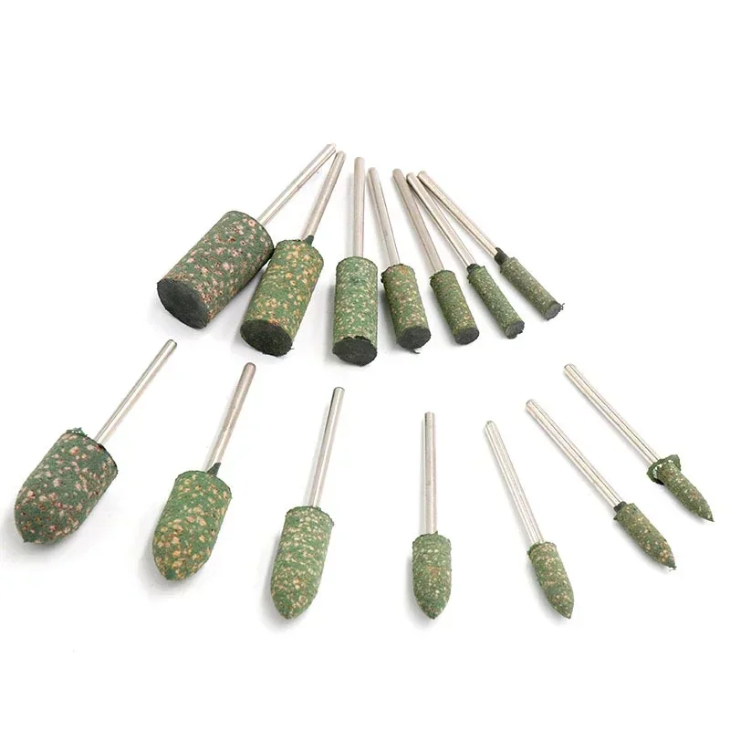 5PCS Shaft Mounted Rubber Abrasive Tip Head/ Shank Cylindrical Conical Sesame Grinding Heads Polishing