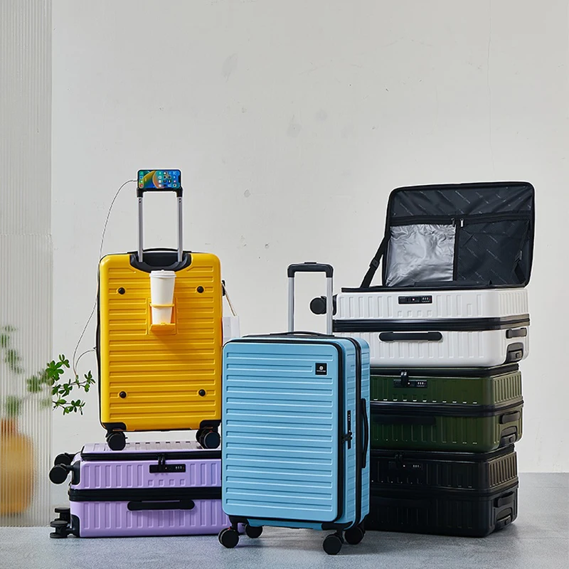 

Front Opening PC Boarding Case Expandable Trolley Case Travel Bag Rolling Luggage 20 22 24 26 28 inch Zipper Lightweight Luggage