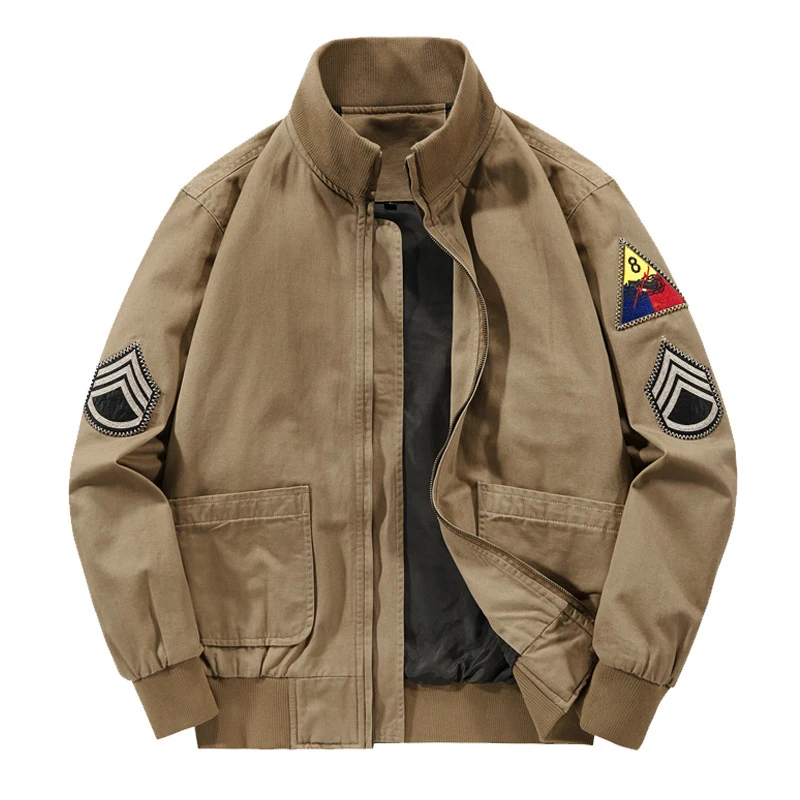 Jesienna męska kurtka bomberka Casual męska wiatrówka na zewnątrz płaszcze baseballowe moda Retro mężczyźni bawełna Ma-1 kurtki pilotki odzież