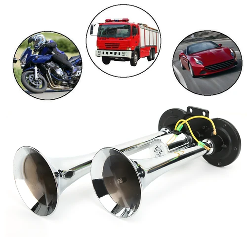 Imagen 2 del producto Bocina de aire neumática Universal para coche, trompeta doble, 130dB, 12V/24V, tren, camión, ABS, bocina de aire neumática Universal de Metal para coche