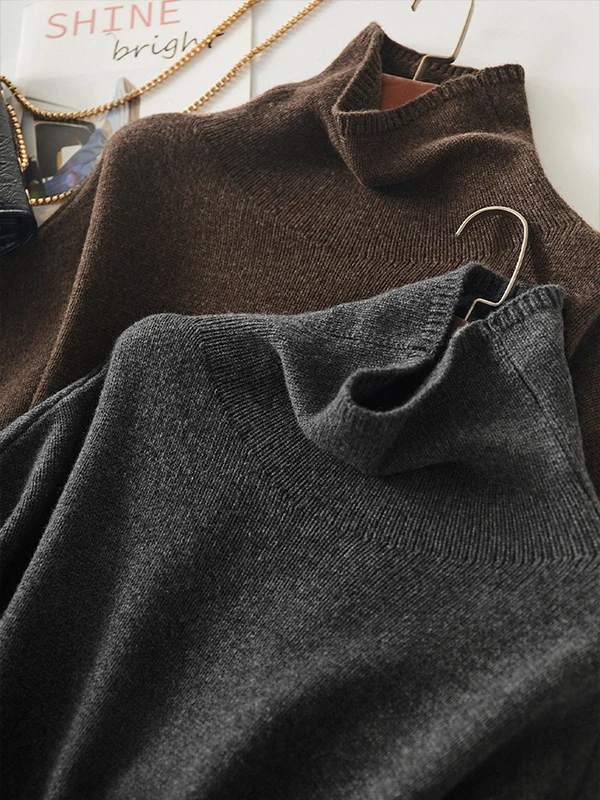 Pull décontracté à manches chauve-souris, tout en cachemire, vieux argent, vent, col roulé