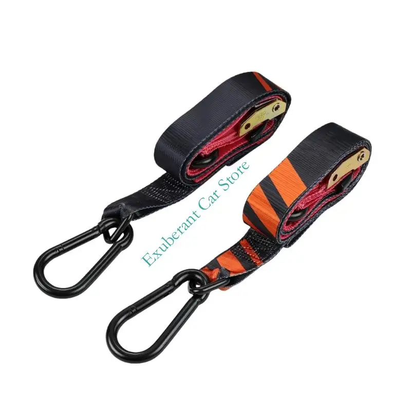 Woven Motorcycle Tow Strap 38mm with Metal Hooks on Both Ends for Bike Tie-Down, Garage Transport and Luggage Securing