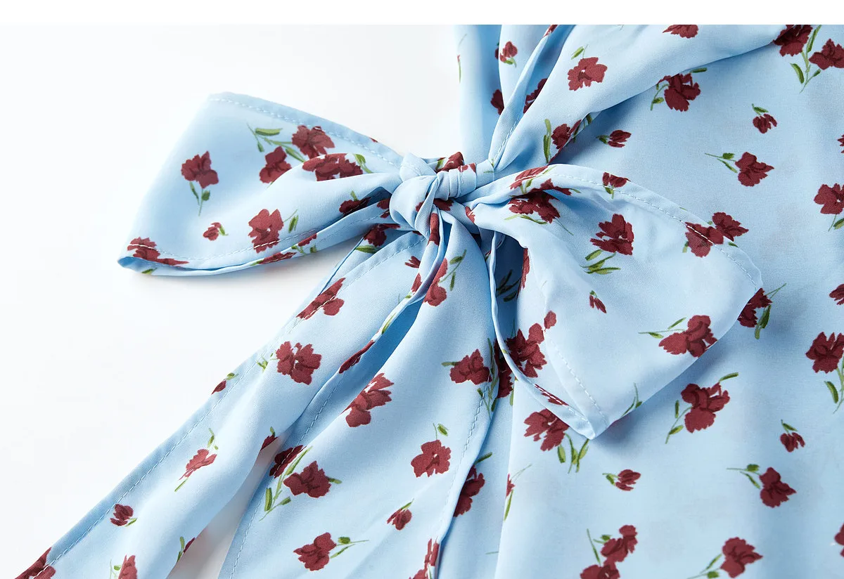 SENTUBILA 2026 Sommer-Blumenkleider für Damen, Französischer V-Ausschnitt, Puffärmel, Elegantes Taillenband, Figurbetontes Bedrucktes Midi-Kleid W62LF7571 – Detail 36