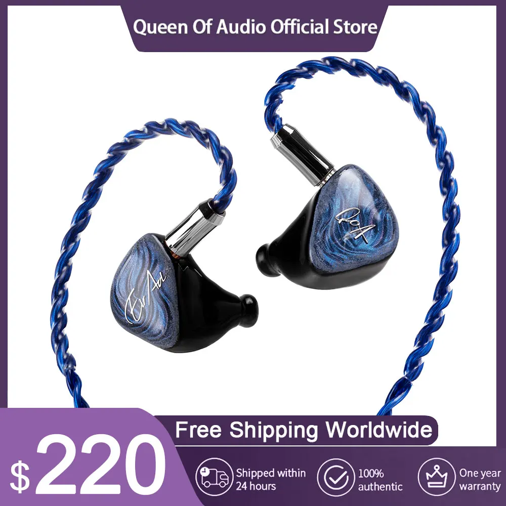 

New QoA Misty Blue 2DD+2BA In Ear Earphone 3.5mm + 4.4mm Plug Earbuds 0.78mm 2pin Cable For HiFi Music Wired Headset Gifts