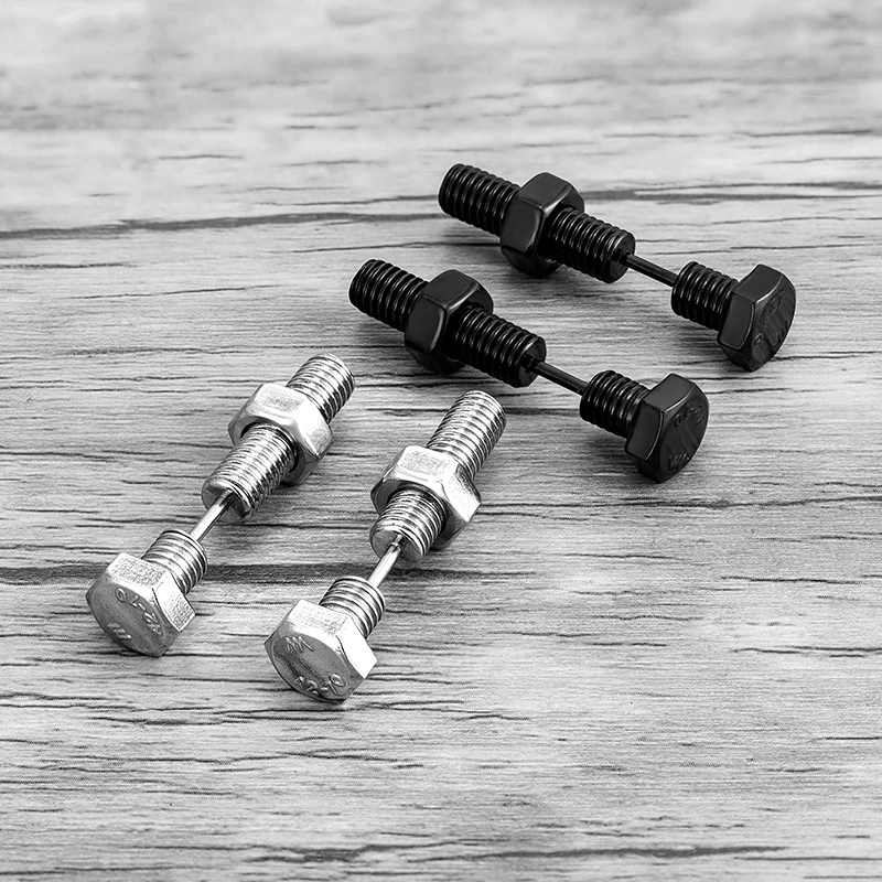 

1Pack Unisex Punk Screw Shape Pierced Ear Studs Japanese Korean fashionistas Trend men's women's Earrings Simple Boy Ear Jewelry