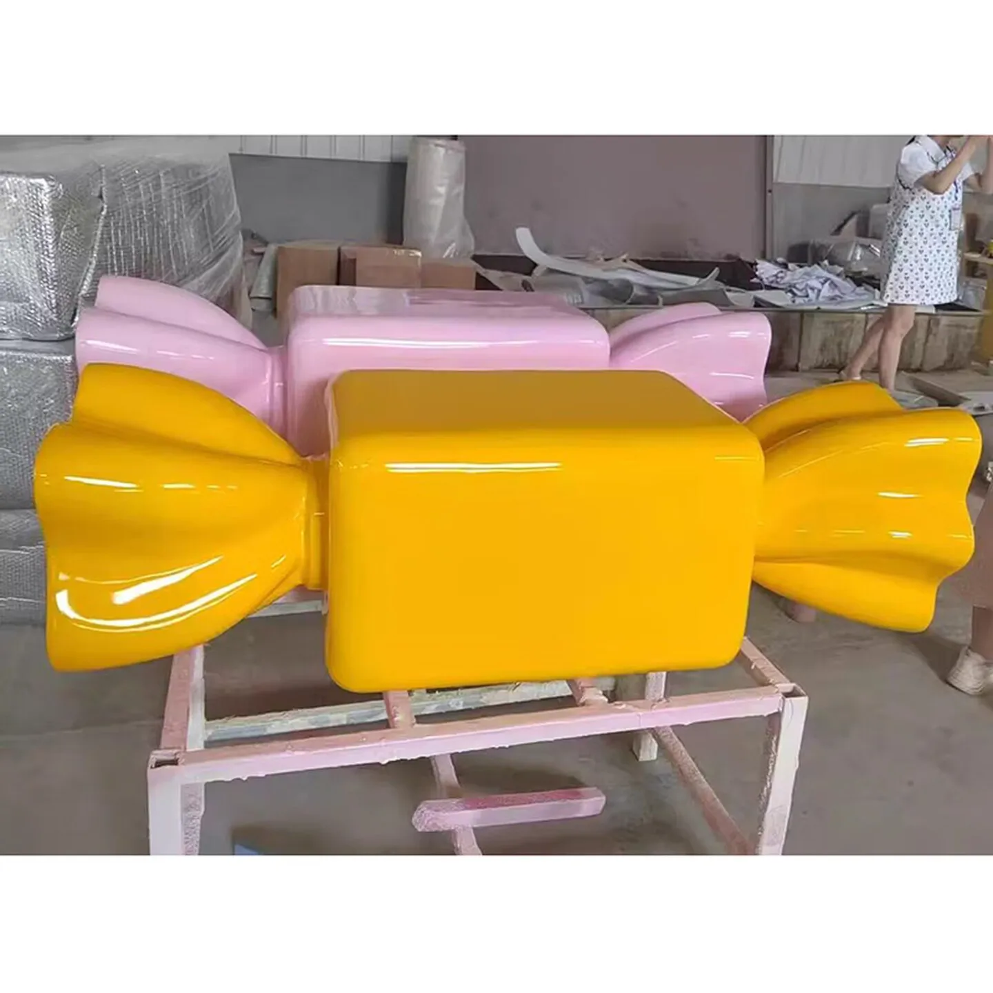 FRP Meichen Leisure Colored Candy Bench Kindergarten School Shopping Mall Public Rest Area Waiting Seat Chair