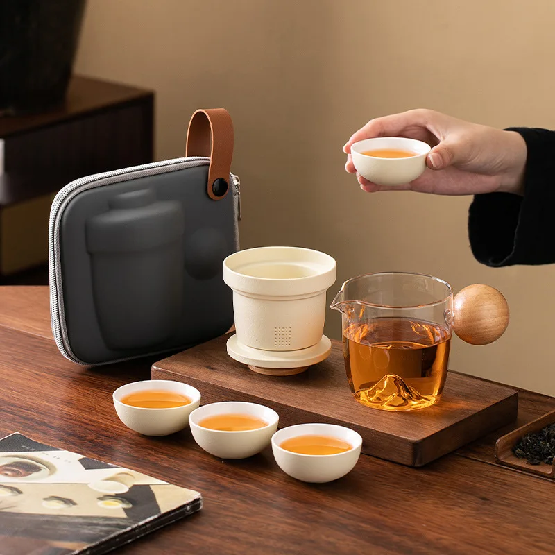 

CeramicTeapot Set Kung Fu Tea Set Outdoor Portable Travel Tea Set Ceramic One Pot Four Cups Chinese Tea Ceremony Accessories