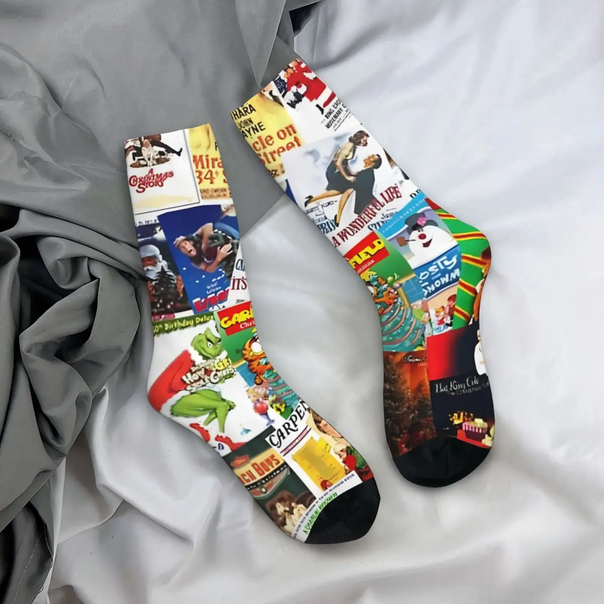 Calcetines de Collage de películas de Navidad para hombre, Retro, Harajuku, Street Style, novedad, calcetín sin costuras