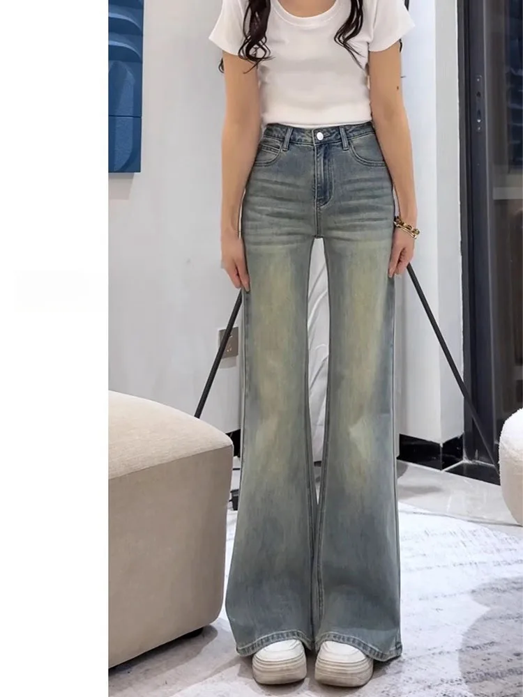 Plus size fce forrado micro queimado jeans feminino outono inverno cintura alta elástica magro perna reta calças casco