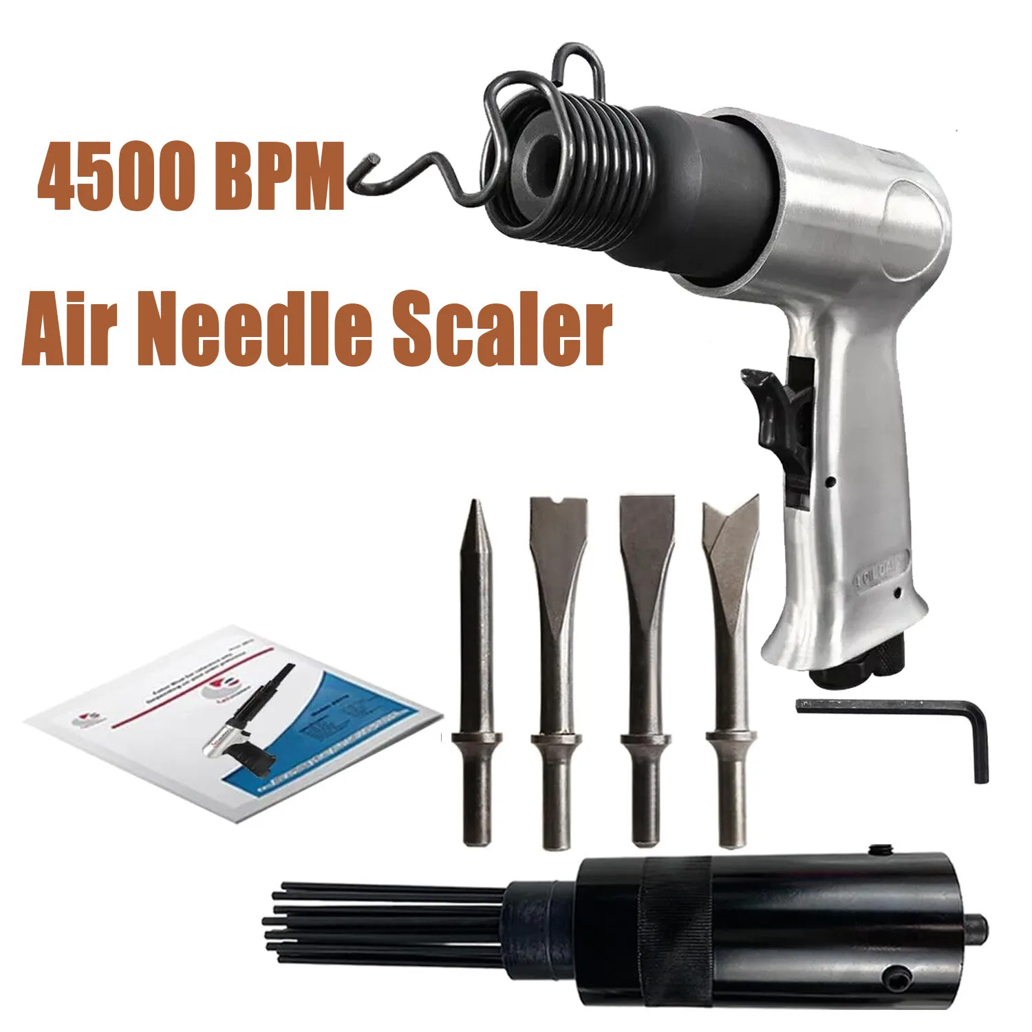 

Air Needle Scaler Hammer Chisel Kit 4500 BPM Pneumatic Needle Gun for Metalworks