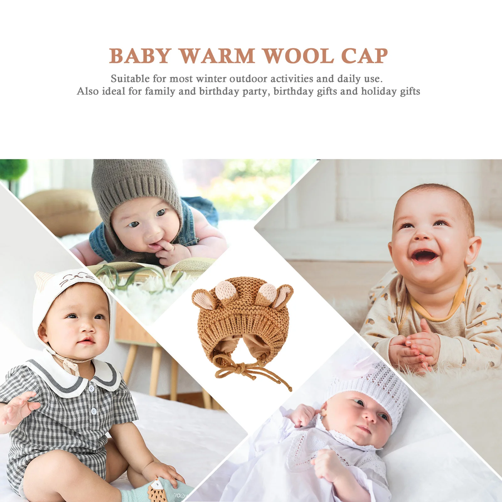 

Baby Knitted Hat Winter Warm Cartoon Ear Cuff Toddler Hats Protection Keeps Child Cozy Soft Touch Elastic Calf Style Beanie