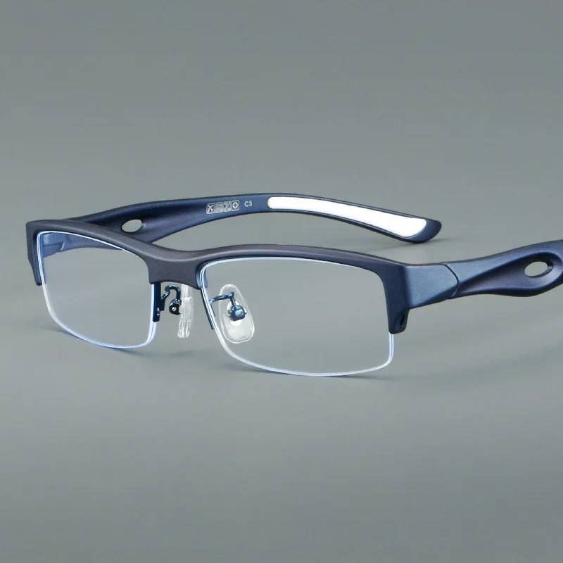Fashion Men Sports Glasses Frame Flexible Eyewear TR90 Frames Square Half-rim Luxury Eyeglasses Clear Lens