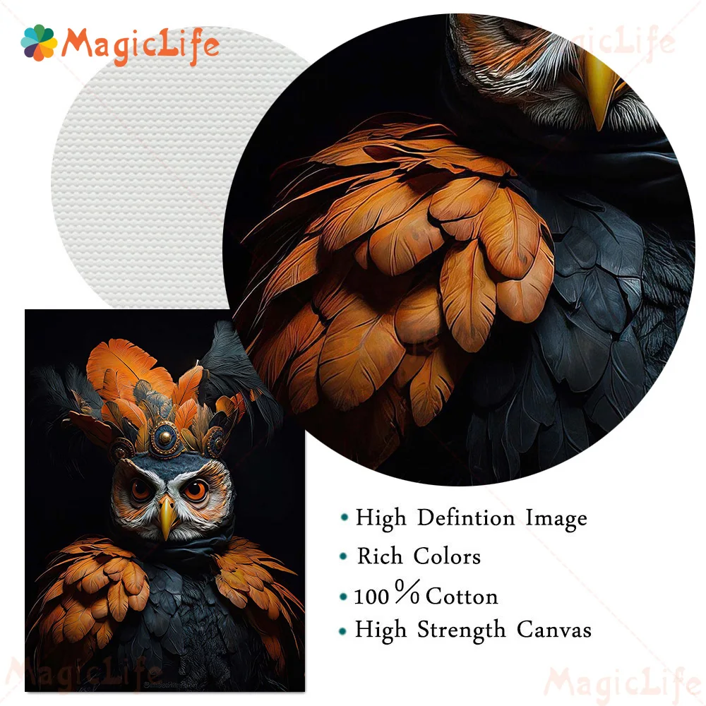 Gothic Owl Animal Renaissance Portrait Posters Wall Pictures For Living Room Vintage Poster Wall Art Canvas Painting Unframed