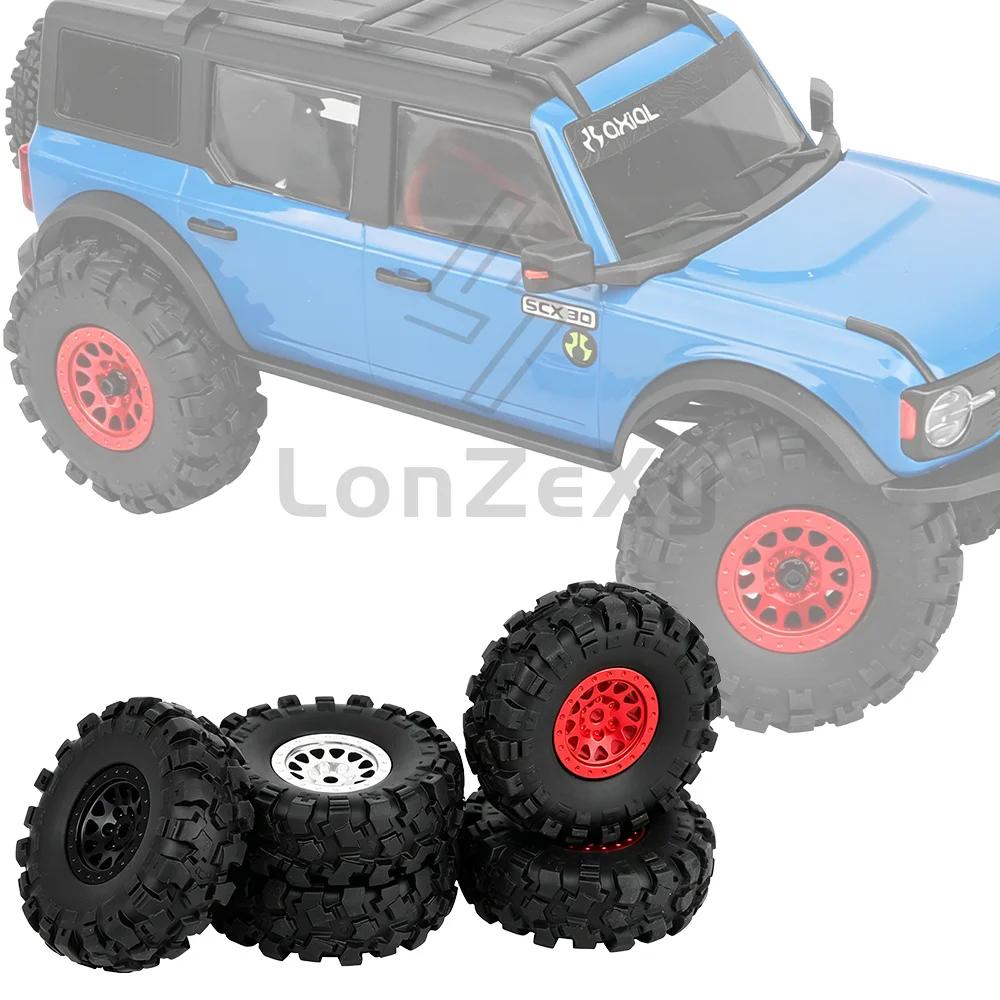 Jantes en aluminium Beadlock avec pneus en caoutchouc A/B/C en option, légères, pour kit de roues tout-terrain Axial SCX30 1/30 RC Crawler