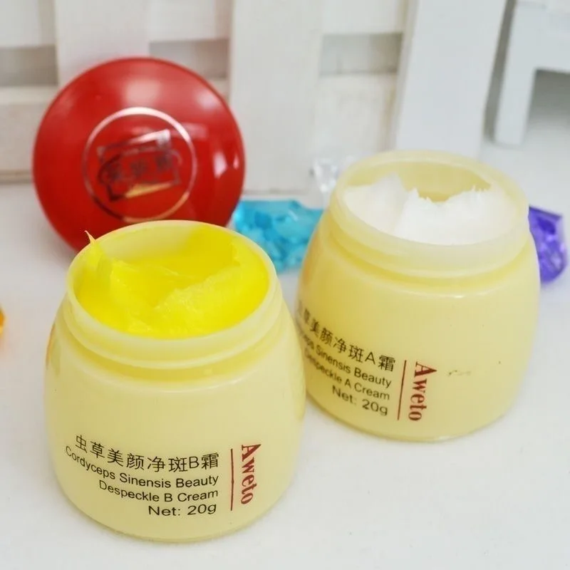 Snow Cordyceps Whitening Freckle Removing AB Set Day Night Cream Melasma Dark Spot Corrector Anti Yellow Brightening Skin