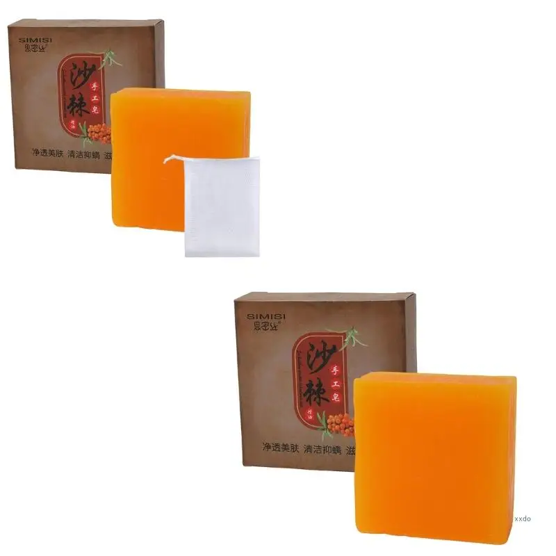 

Sea Buckthorn Oil Soap Goat Milk Cleaner Removal Pimple Pores Blackheads Moisturizing Face Wash Handmade Soap 80g