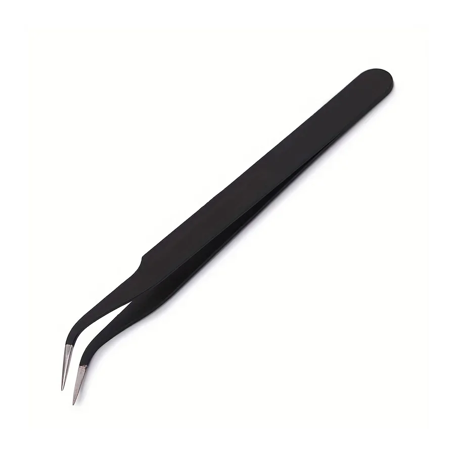 Zwart roestvrijstalen nagelkunstpincet Precisiegereedschap met hoek en rechte tips voor wimperextensions Steentjes Glitter