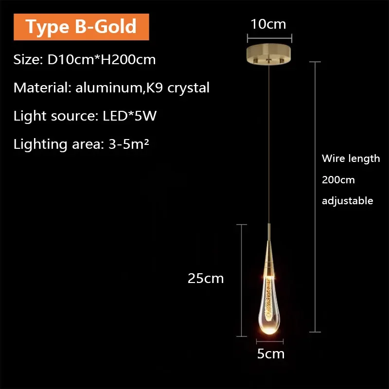 Nordic LED luxe kristallen hanglamp voor woonkamer, eetkamer, slaapkamer, nachtkastje, kroonluchter, binnenhuisdecoratie, verlichtingsarmatuur, glans