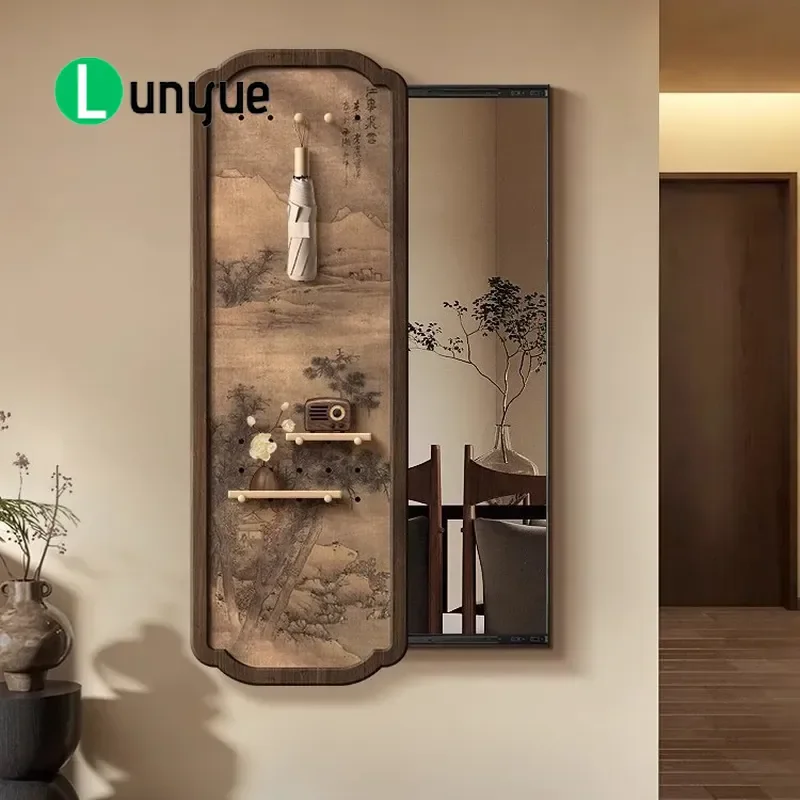 Song Dynasty Aesthetics Push Pull Hole Plate Full Length Mirror Hidden Decorative Painting Entrance Wall Art Space Saving