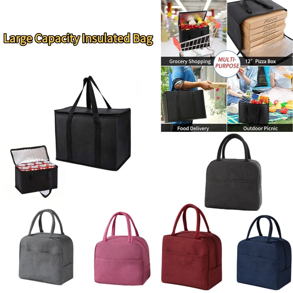 Large Capacity Insulated Bag For Hours - Grocery Tote, Soft Cooler Bag Lightweight Hot Cold Takeout Food Delivery Bag