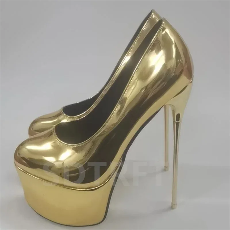 Crossdresser Drag Queen High Women's Shoes 22cm Metal Thin Heels Sissy 9 Inches Red Pumps Steel Pipe Dance Plus Size Stilettos