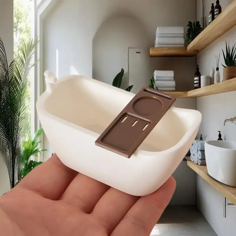 Modellino in Miniatura di Vasca da Bagno con Vassoio per Casa delle Bambole 1/12, Arredamento Bagno, Decorazione, Giocattoli per Casa delle Bambole