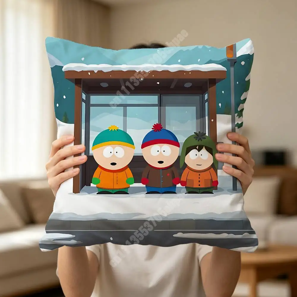 S-South P-Park Stan Kyle Cartman Kenny Printed Pillow Cover Sofa Couch Cozy Holiday Party Furnishing Household Gift