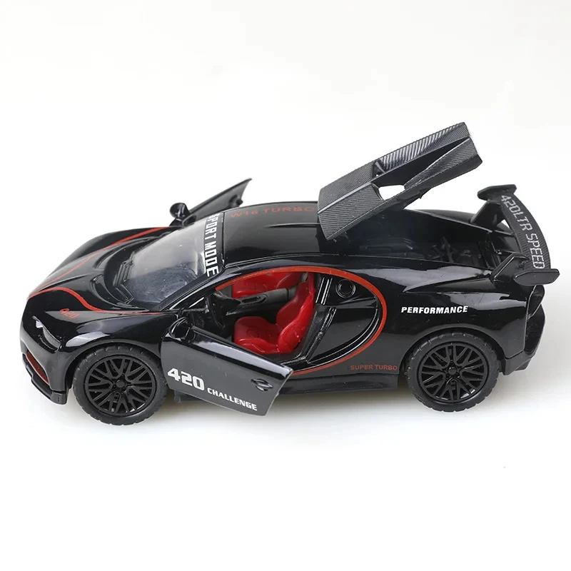 1:36 simulação liga super esporte carro bugati modelo de metal diecasts brinquedo puxar para trás 3 portas abertas crianças presentes